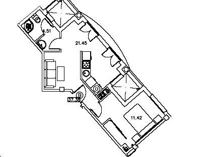 APARTAMENTO 1 DORMITORIO CON COCINA AMERICANA MUY LUMINIOSO TENDEDERO CON TECHO Y VENTILADO